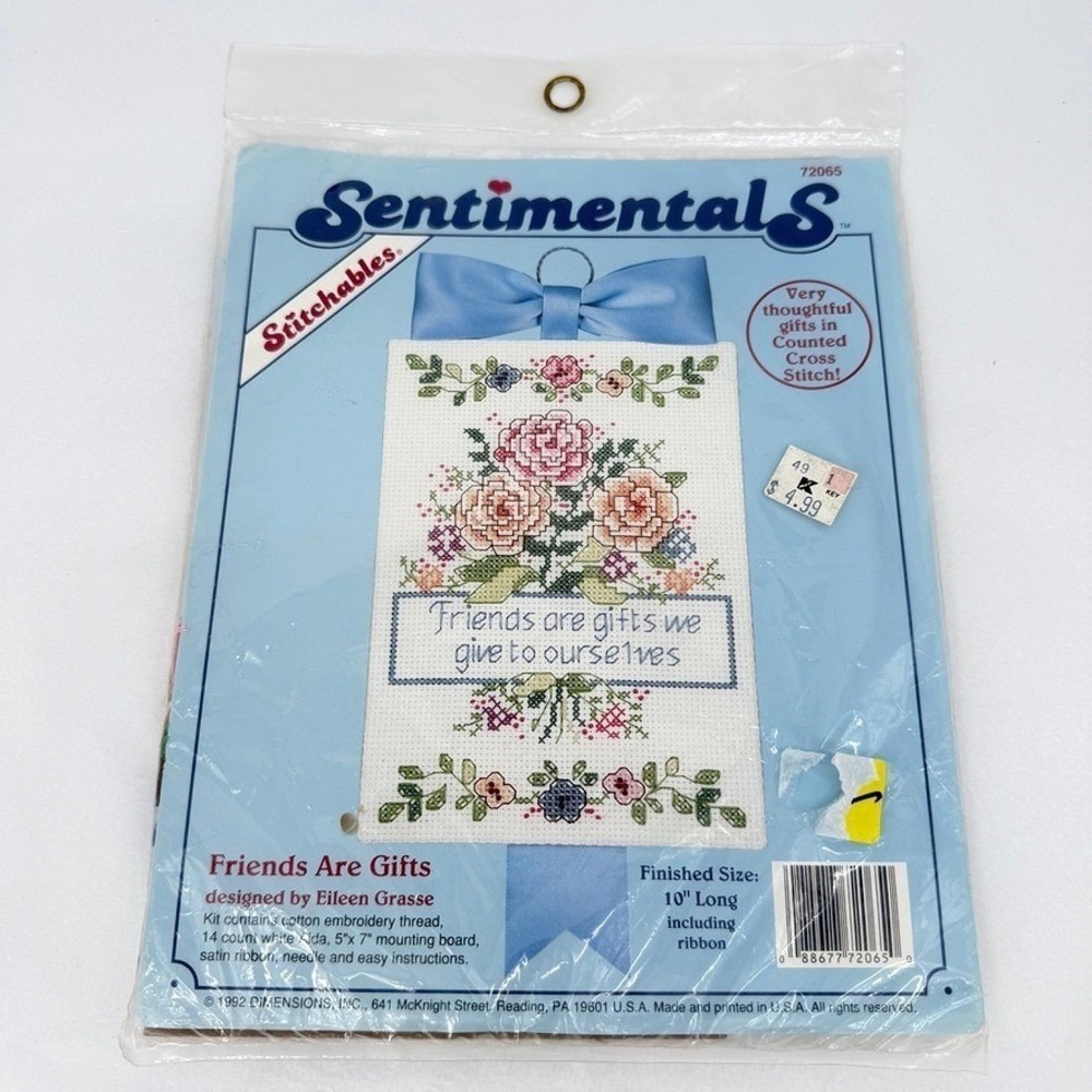 Dimensions Friends Are Gifts Cross Stitch Kit Floral Sentimentals Vintage‎ 10"